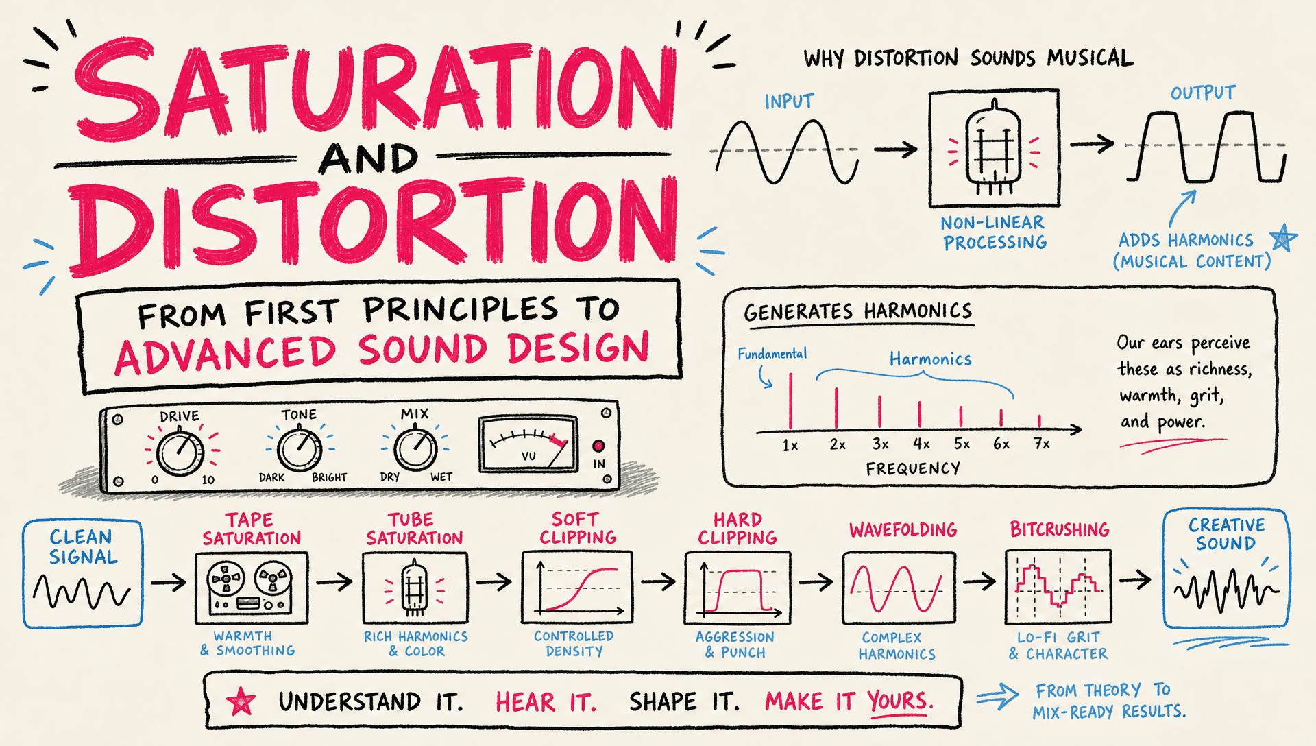 Saturation and Distortion - From First Principles to Advanced Sound Design