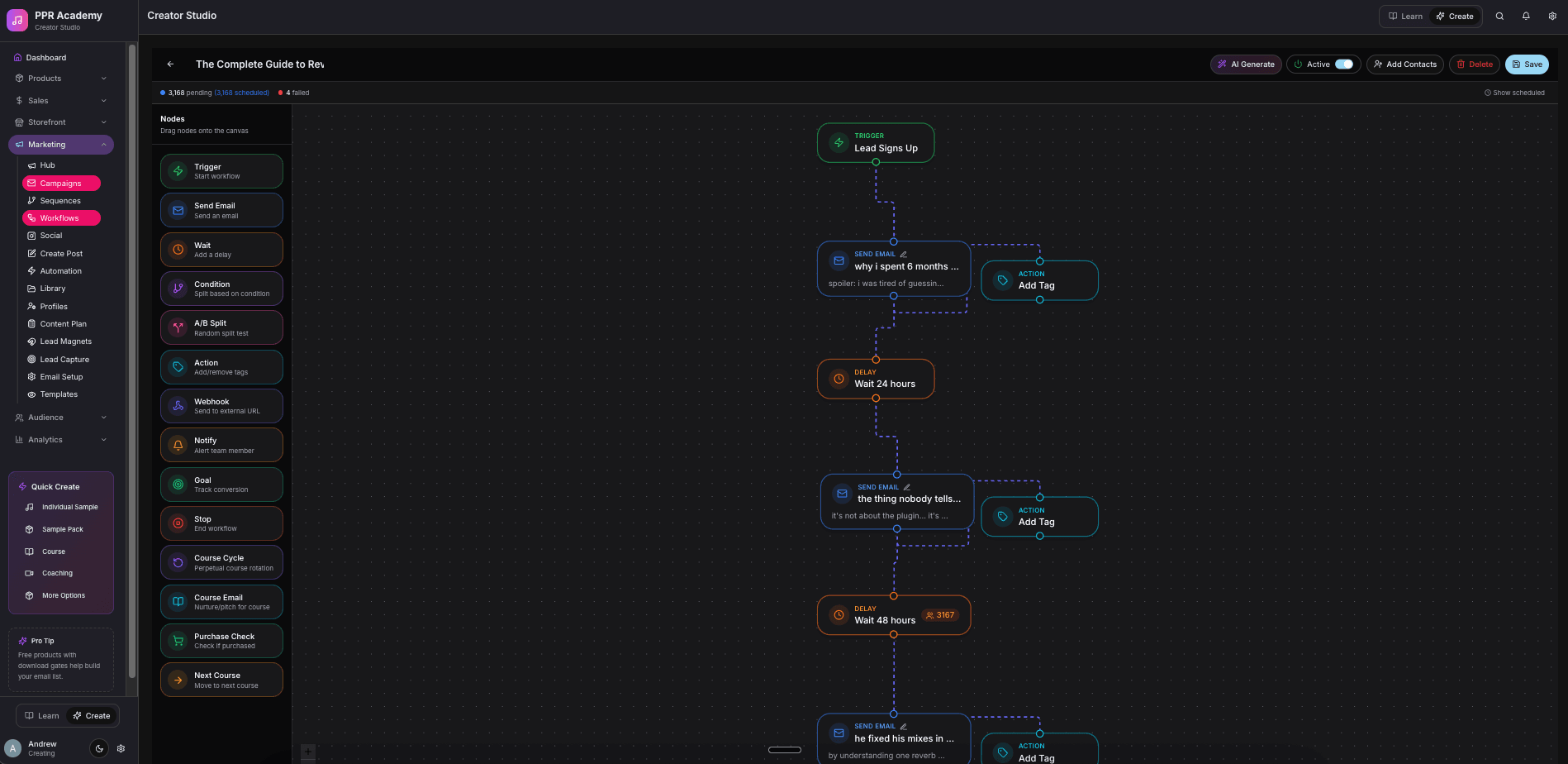 AI-powered content engine generating social media scripts and email sequences